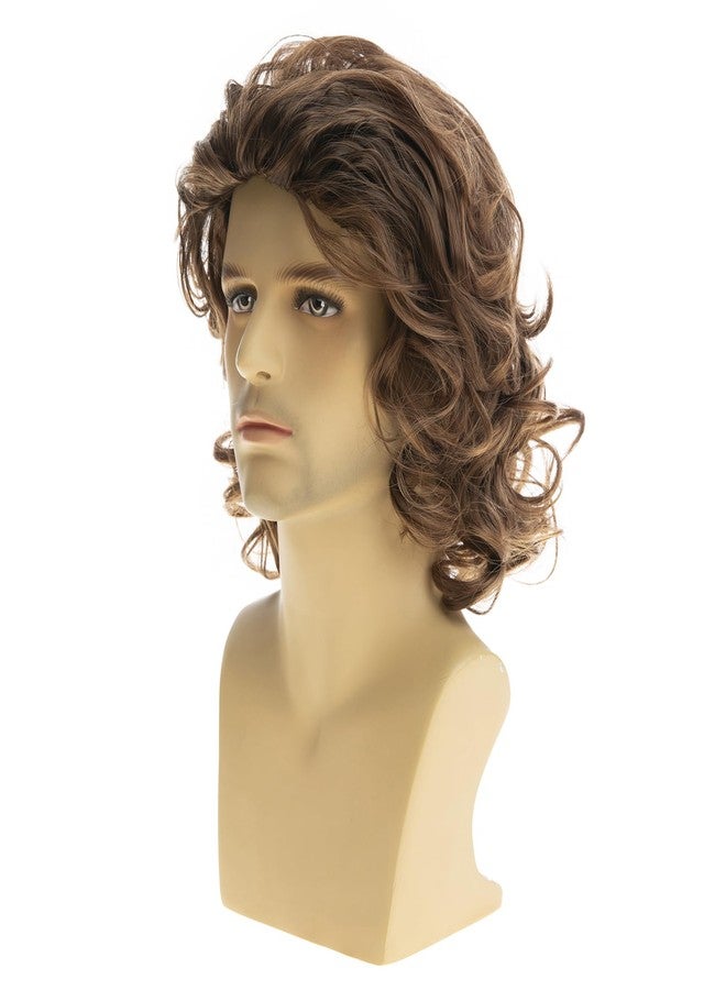 Baruisi Mens Short Curly Wig Light Brown Fluffy Cosplay Costume Hair Wig - Image 5