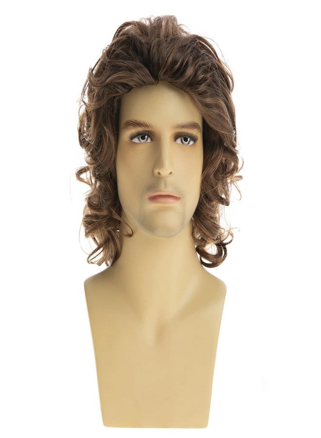 Baruisi Mens Short Curly Wig Light Brown Fluffy Cosplay Costume Hair Wig - Image 2