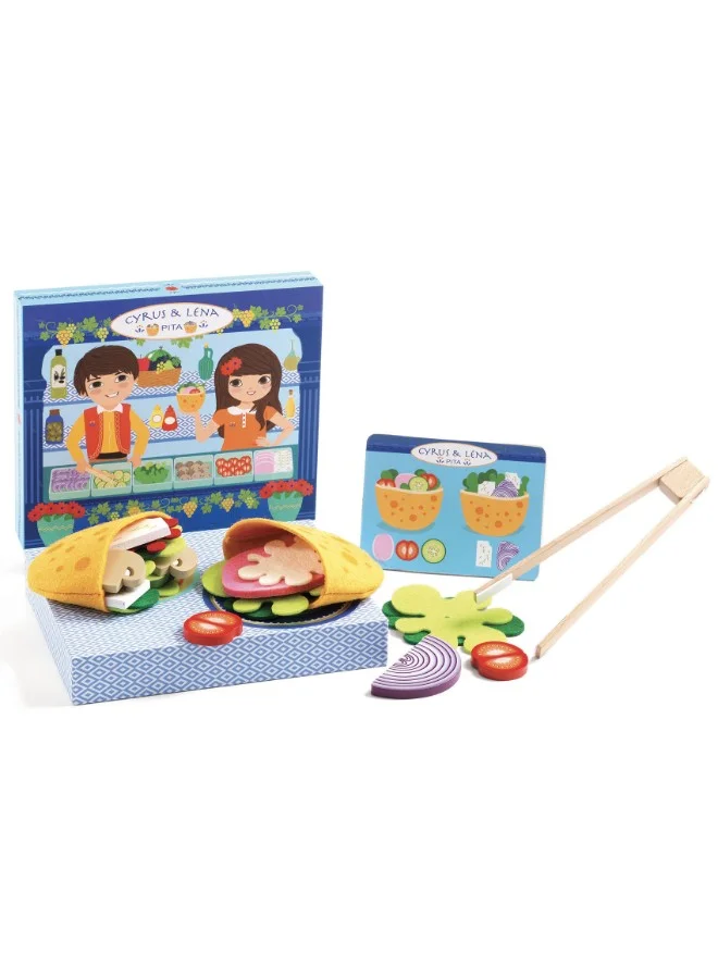 DJECO Cyrus & Lena Make Pitas With Menu Playset