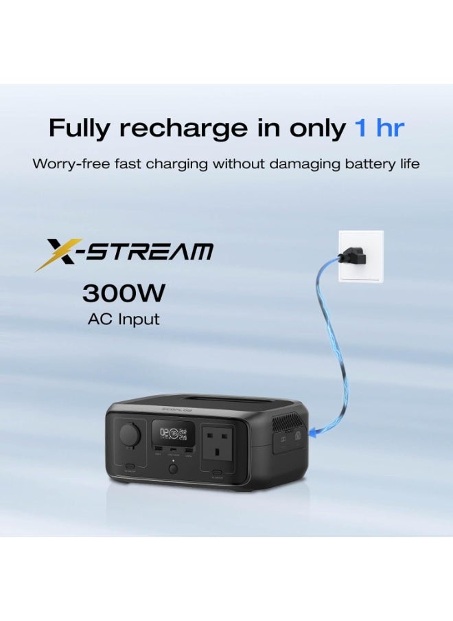 ECOFLOW Portable Power Station RIVER 3 UPS, 245Wh LFP Battery, Up to 600W Output, 2× Runtime With GaN, <10 ms UPS, 30% More Compact Solar Generator for Outdoors, Camping, Vans