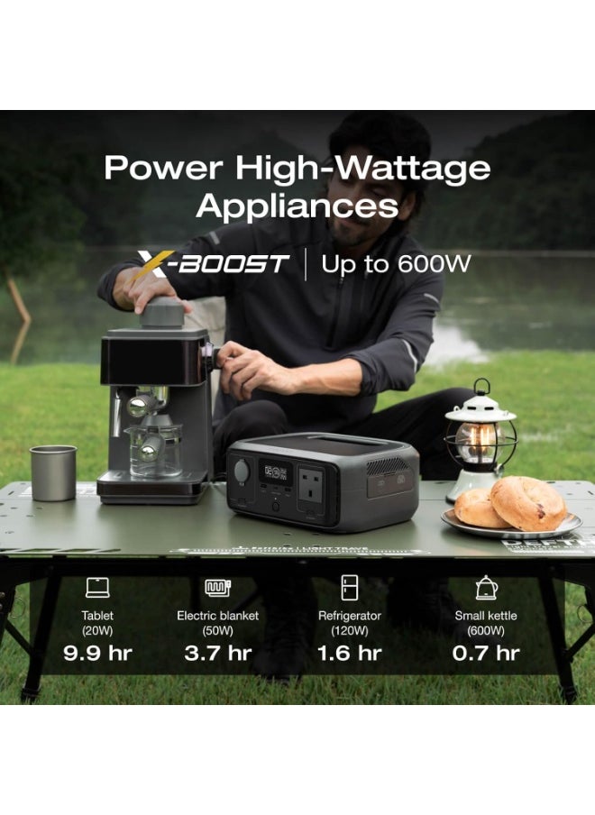 ECOFLOW Portable Power Station RIVER 3 UPS, 245Wh LFP Battery, Up to 600W Output, 2× Runtime With GaN, <10 ms UPS, 30% More Compact Solar Generator for Outdoors, Camping, Vans
