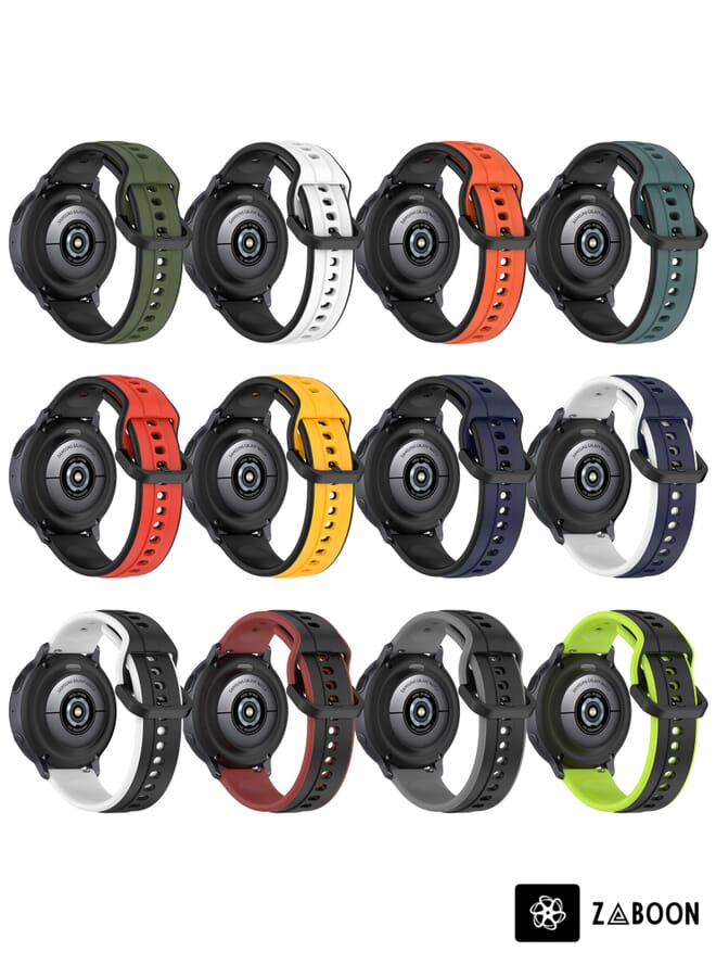 Zaboon Xiaomi Watch S1 Active 22mm Convex Loop Two-Color Silicone Watch Band - Image 4