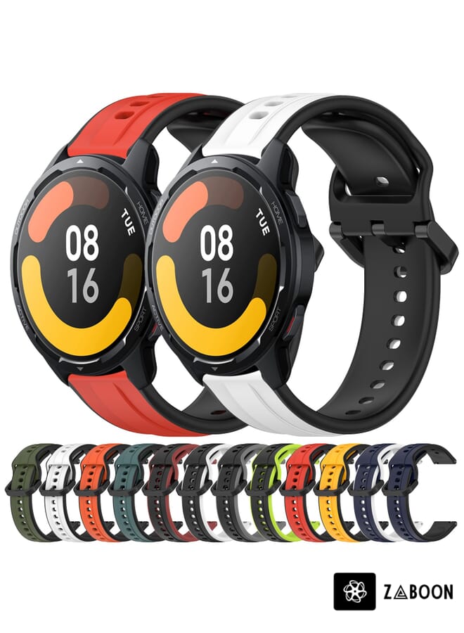 Zaboon Xiaomi Watch S1 Active 22mm Convex Loop Two-Color Silicone Watch Band - Image 3