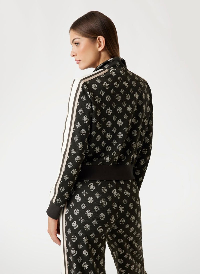 جس جاكيت بسحاب كامل بزخرفة الفاوانيا - Image 2