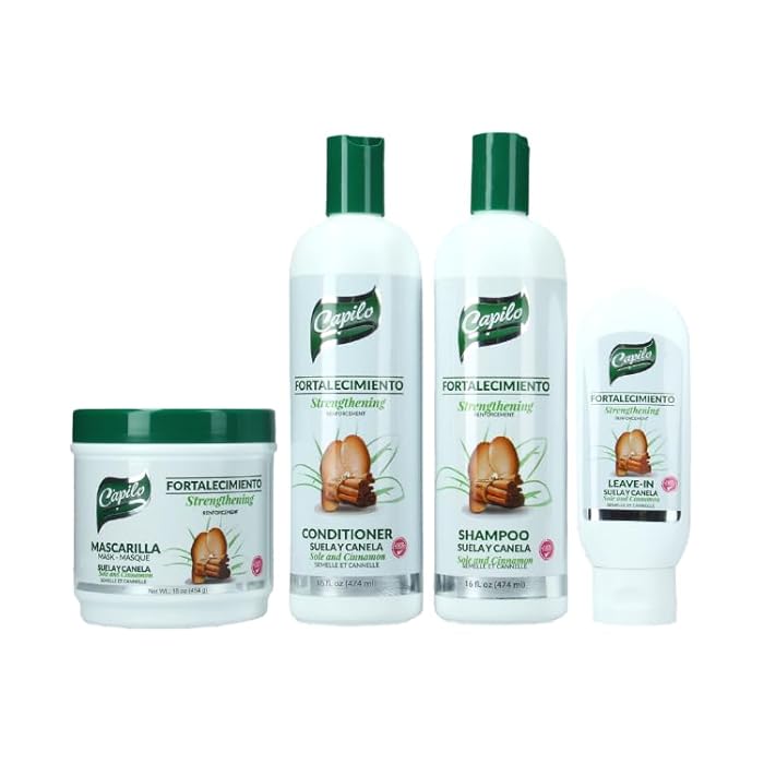 Capilo Sole & Cinnamon Hair Care Kit - Shampoo, Conditioner, Leave-In & Hair Mask for Hair Growth, Strength, Moisture & Repair - Natural, Sulfate-Free, Vegan, for All Hair Types (4-Piece Set) - Image 1