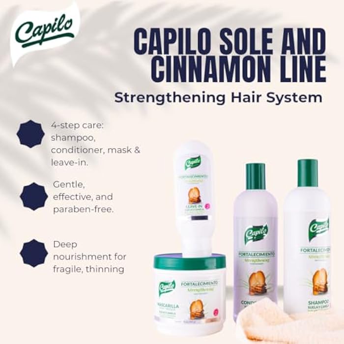 Capilo Sole & Cinnamon Hair Care Kit - Shampoo, Conditioner, Leave-In & Hair Mask for Hair Growth, Strength, Moisture & Repair - Natural, Sulfate-Free, Vegan, for All Hair Types (4-Piece Set) - Image 2