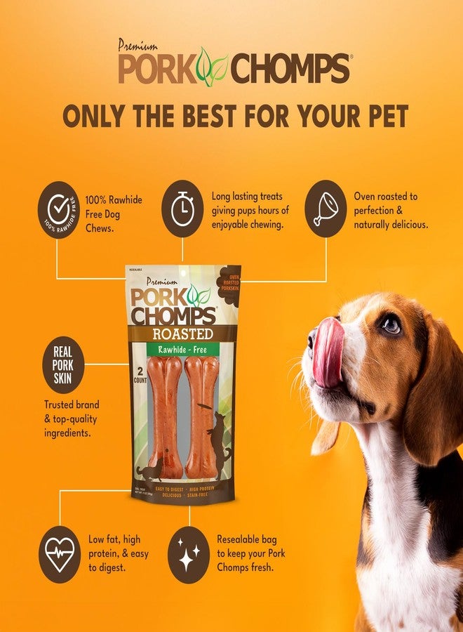 Pork Chomps Roasted Pressed Pork Skin Dog Chews, 4.5-inch Bone, 2 Count - Image 3