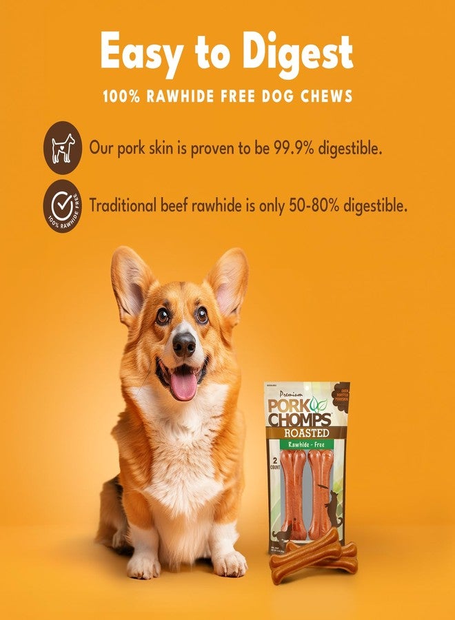 Pork Chomps Roasted Pressed Pork Skin Dog Chews, 4.5-inch Bone, 2 Count - Image 2