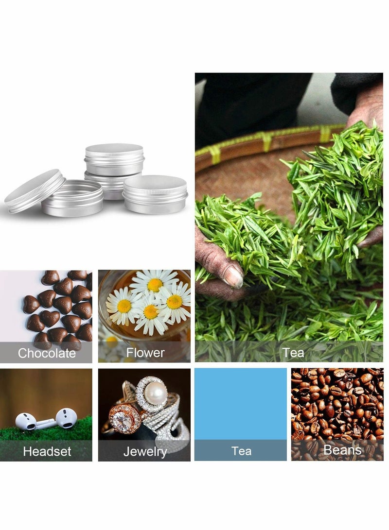 كاست ويف علبة تخزين معدنية دائرية من الألومنيوم، 24 قطعة من حاويات البرطمانات مع أغطية لولبية آمنة - Image 4