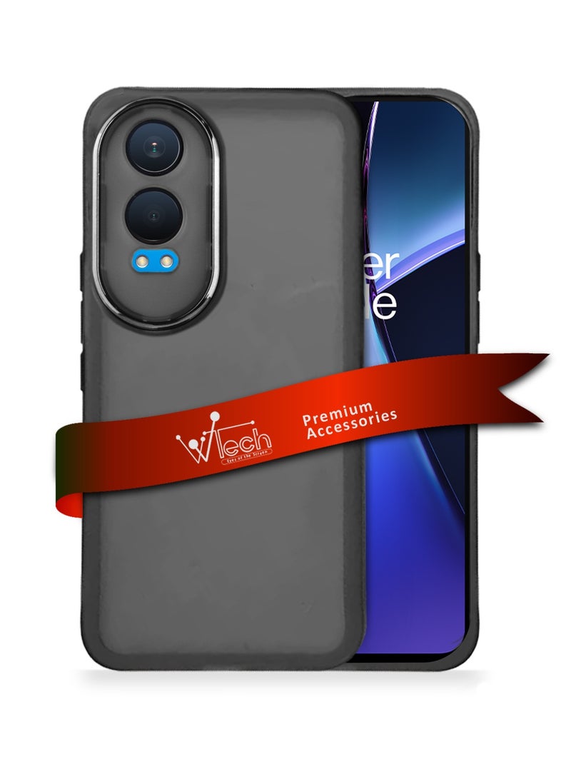 Wtech Soft Transparent TPU Silicone Ultra Thin Phone Stylish Electroplated Camera Border Back Case Cover For OnePlus Nord CE4 Lite 5G 2024 Black - Image 1