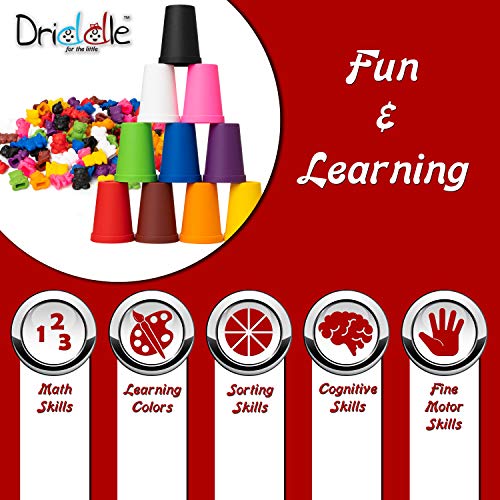 Driddle Colorful Counting Bears with Matching Cups - 100 Bears - Sort, Count & Color Recognition Learning Toy for Toddler & Kids - Montessori Education - Preschool Game - Image 2