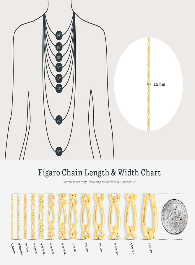 KEZEF Rose Gold Plated Silver Figaro Chain | Fine Diamond Cut 1.5mm Bracelet for Women, Girls and Men | Lightweight Italian Jewelry | 7" Length - Image 5