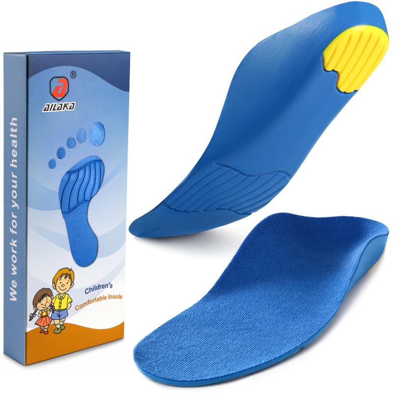 Ailaka Kids Orthotic Cushioning Arch Support Shoe Insoles Children Pu Foam Inserts for Flat feet Plantar Fasciitis Feet Heel Pain Relief Blue - Image 3