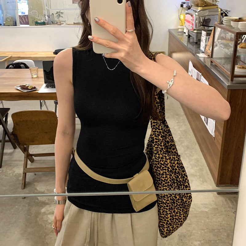 Women's Summer Slim Fit Semi-High Neck Sleeveless Camisole - Image 3