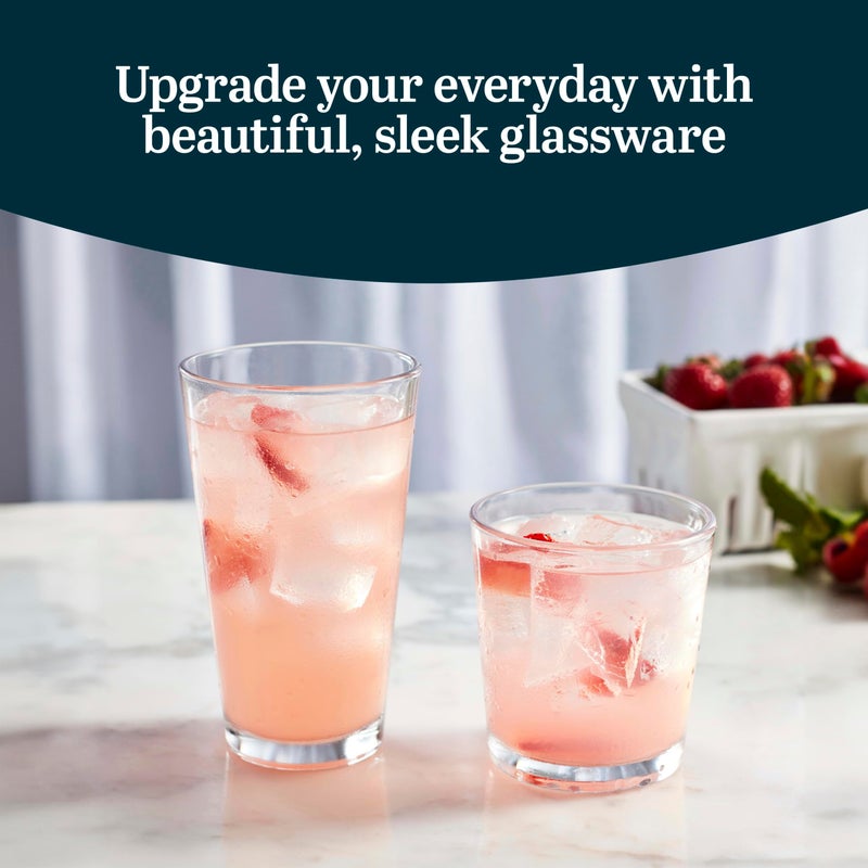 Libbey Flare Tumbler and Rocks Glasses Set, Stylish Lead-Free Drinking Glasses Set of 16, Versatile Dishwasher Safe Kitchen Glassware Set for Parties - Image 2