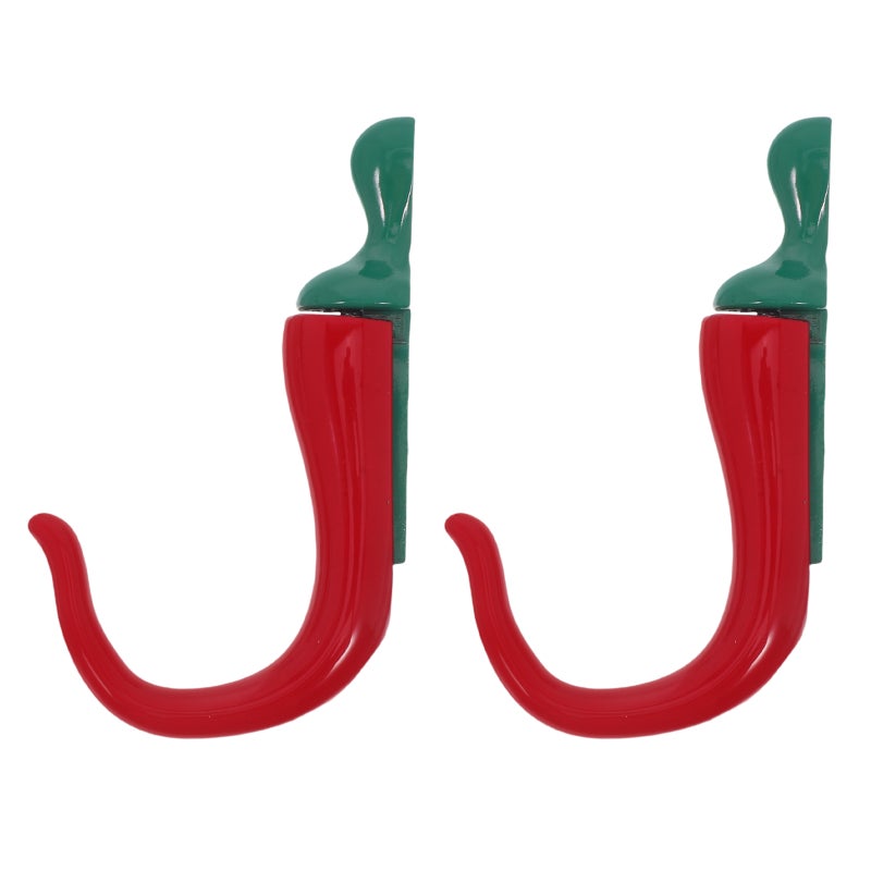 2pcs Coat Wall Hooks: Decorative Chili Pepper Hooks For Kitchen And Bathroom - Heavy Duty Metal Wall Hanger For Hanging Aprons Hats - Image 1
