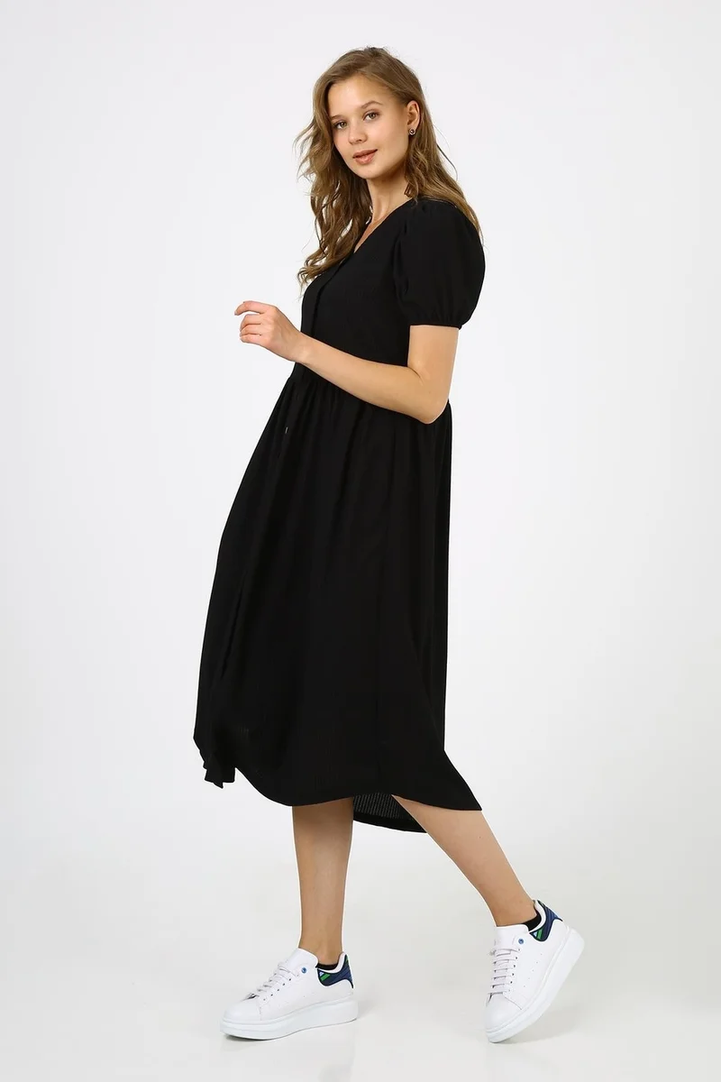 Alexander Gardi Buttoned Front Balloon Sleeve Dress (B21-4050)