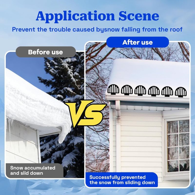 Metal Roof Snow Guards 25-Piece Alloy Steel Set - Drill-Free 5-Min Installation Fan-Shaped Snow Stoppers for Residential Metal Roof Winter Protection - Image 2