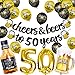 Joymee 50th Birthday Decorations for Men Women Cheers to 50 Years Banner Decorations Black Gold Number 50 Balloons for 50 Birthday Wedding Party Supplies - Image 4