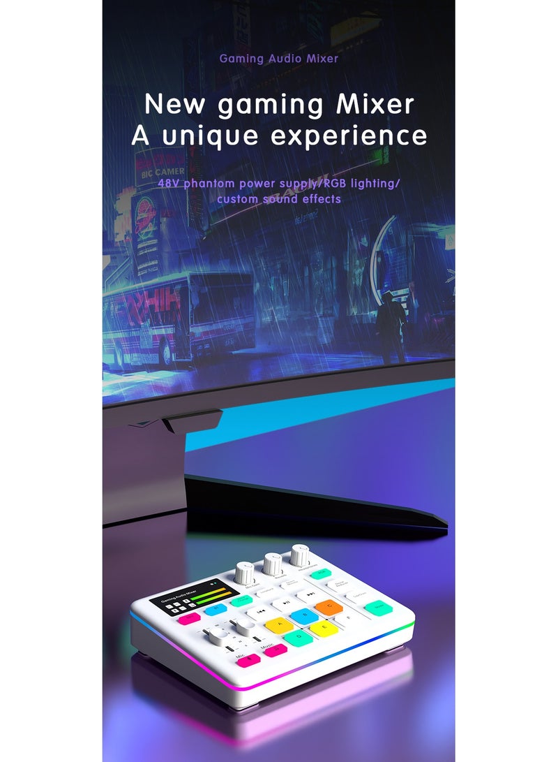Game Audio Mixer and USB Interface with XLR Mic, Bluetooth 5.0, RGB Effects, 48V Phantom Power, Voice Changer, G1 Sound Card for PS5, TikTok Live Streaming, Podcasting (Black)  - Image 2