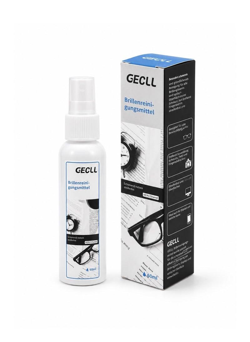 GECLL Professional Glasses & Screen Cleaner Spray - Antibacterial & Degreasing (60ml) - Image 1
