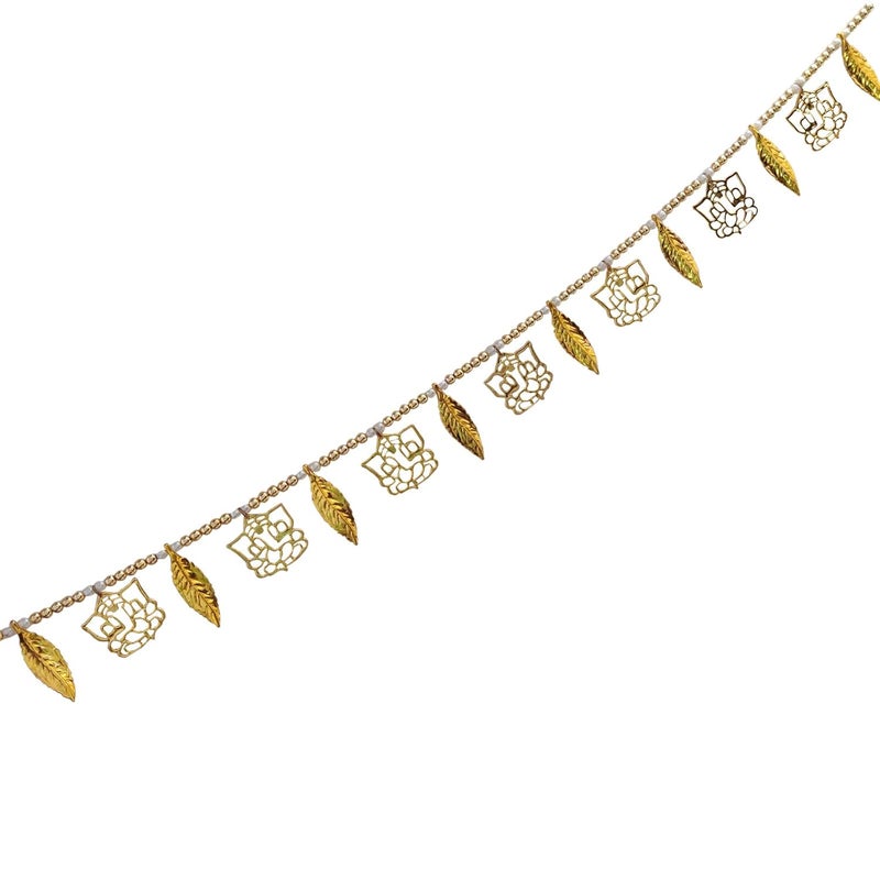 ascension Plastic Golden Ganesh ji Leaf Pearl Traditional Subh Labh Art Handmade Door Bandarwal toran Multicolour Set of 2 - Image 5