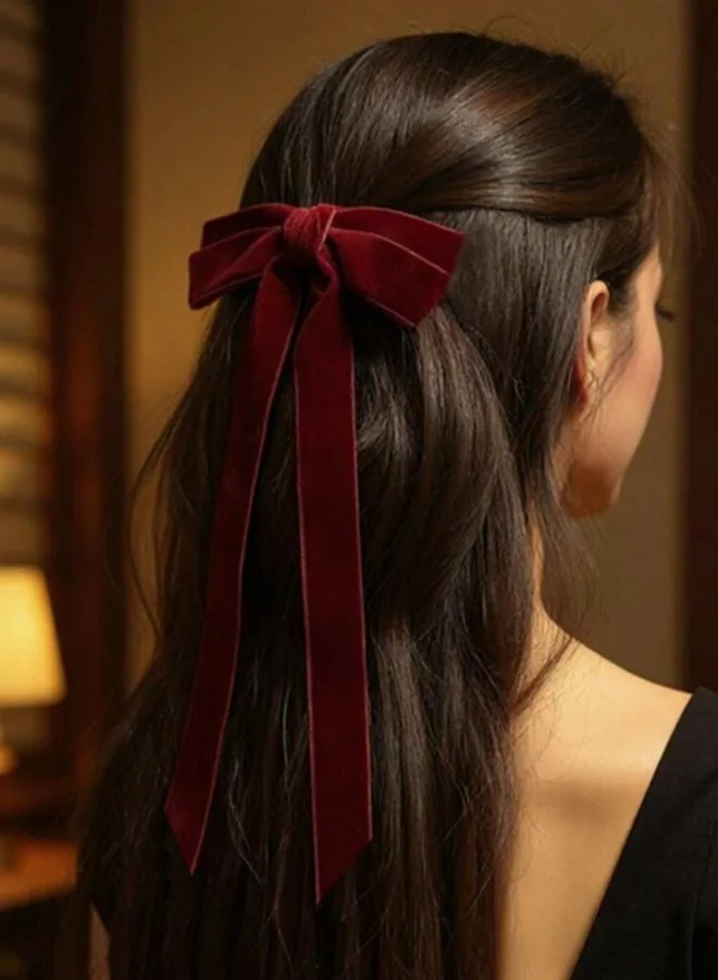 Take Two Red Velvet Bow Hair Clip