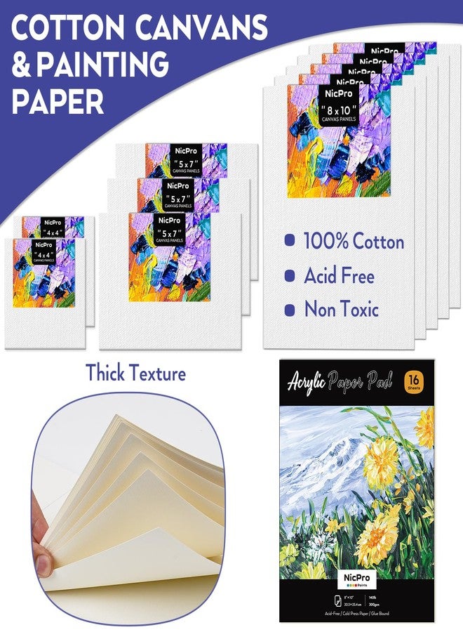 Nicpro Acrylic Paint Canvas Set for Adults, 80PCS Art Painting Supplies Kit with 36 Paints(36ML), Table Wood Easel,10 Canvas Panels,12 Paint Brushes,Paper Pad, Cup, Palette for Beginner Artist Adults - Image 4