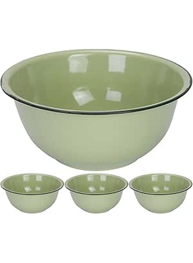 Vintage Green Enamel Mixing Bowl Set 4PCS 20cm Thickened Kitchen Basin - Image 1