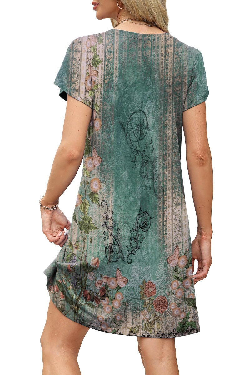 OFEEFAN Womens Summer Dresses 2026 Spring Tshirt Dress Sundresses Beach Vacation Clothes Resort Wear Outfits Print 08 L - Image 5