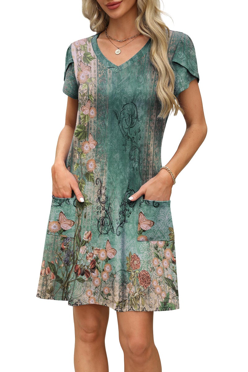 OFEEFAN Womens Summer Dresses 2026 Spring Tshirt Dress Sundresses Beach Vacation Clothes Resort Wear Outfits Print 08 L - Image 4