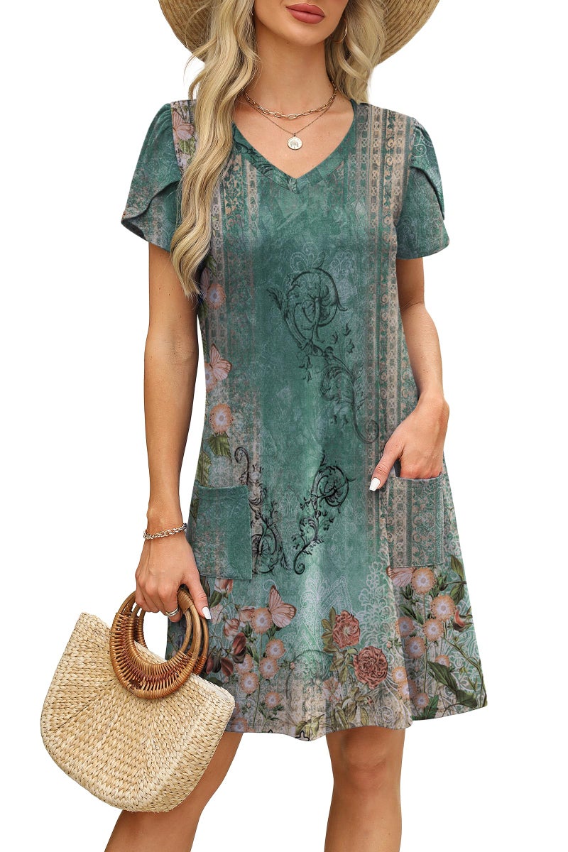 OFEEFAN Womens Summer Dresses 2026 Spring Tshirt Dress Sundresses Beach Vacation Clothes Resort Wear Outfits Print 08 L - Image 2