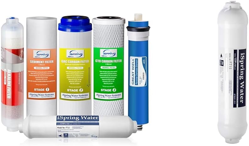 iSpring F6K75 Replacement UnderSink Water Filters 6Stage Reverse Osmosis RO Water Filtration  FT15 5th Stage Inline Post Carbon Filter Replacement Cartridge 1 Count Pack of 1 White - Image 1