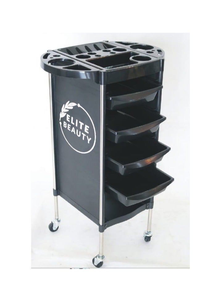Elite Salon Trolley Cart Division Trolley Black for Home Beauty Salon Barbershop - Image 1