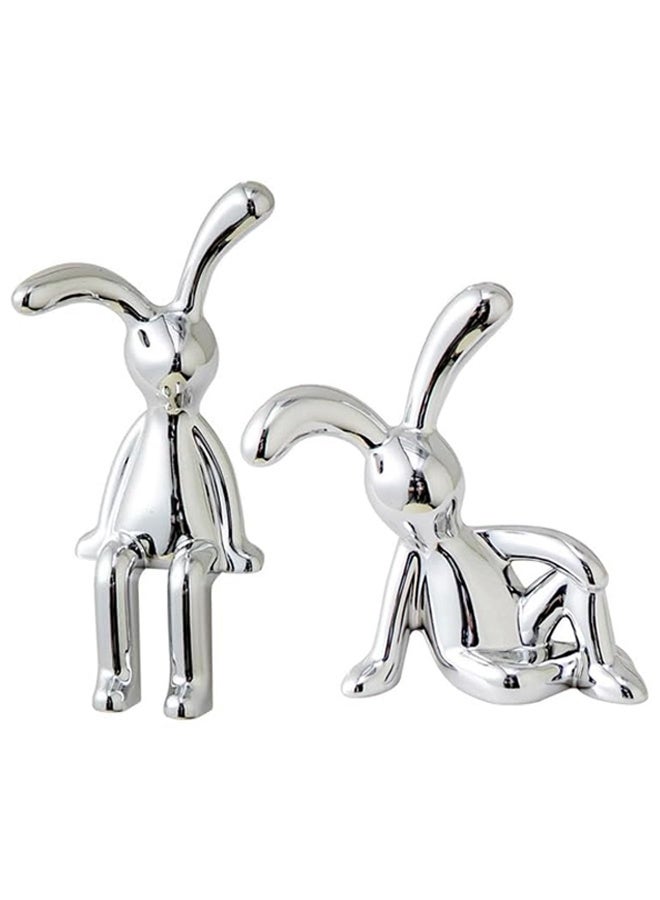 2-Piece Set of Whimsical Sitting Rabbit Car Decorations - Adorable Long-Legged Design, Center Console Decoration - Image 1