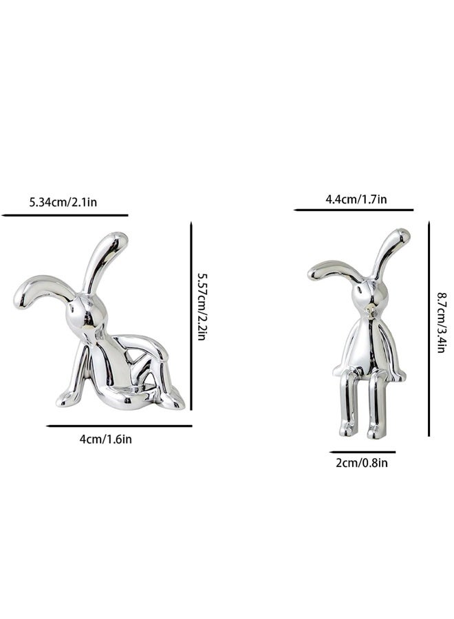 2-Piece Set of Whimsical Sitting Rabbit Car Decorations - Adorable Long-Legged Design, Center Console Decoration - Image 2