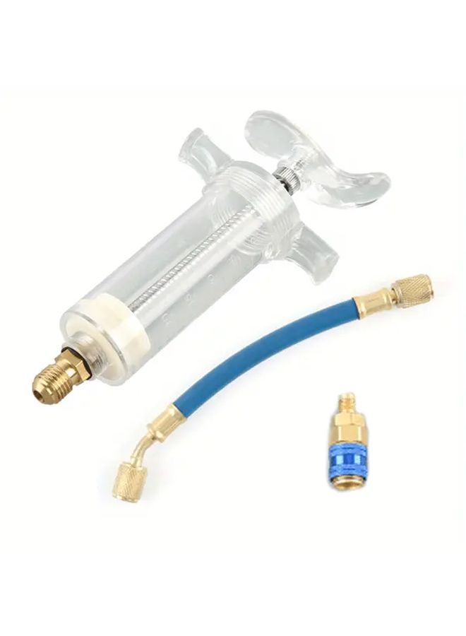 Multicolor 1oz A C Oil and Dye Injector with Quick Coupling Adapter and Blue Hose - Image 1