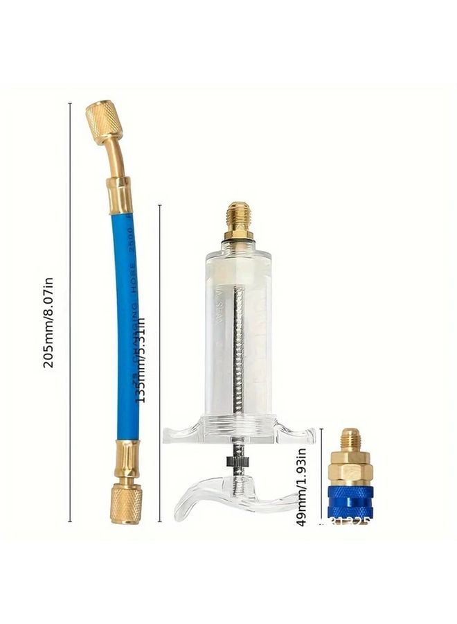 Multicolor 1oz A C Oil and Dye Injector with Quick Coupling Adapter and Blue Hose - Image 5