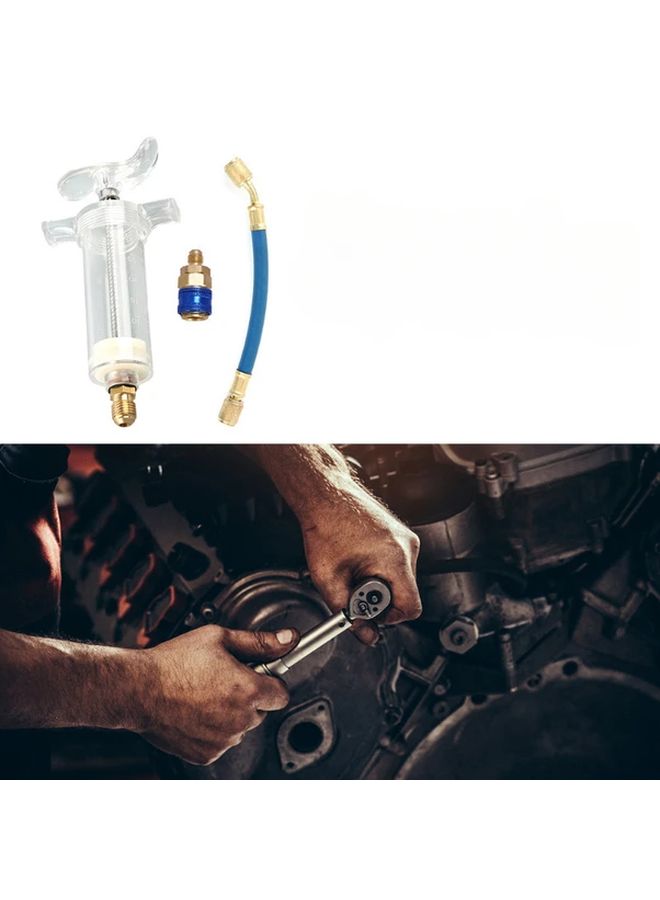 Multicolor 1oz A C Oil and Dye Injector with Quick Coupling Adapter and Blue Hose - Image 4