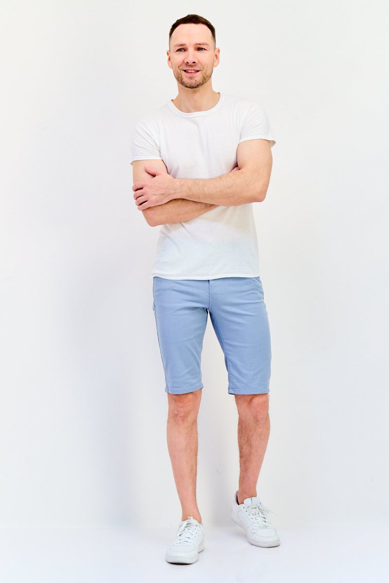 DeFacto Men Plain Chino Shorts, Light Blue - Image 4