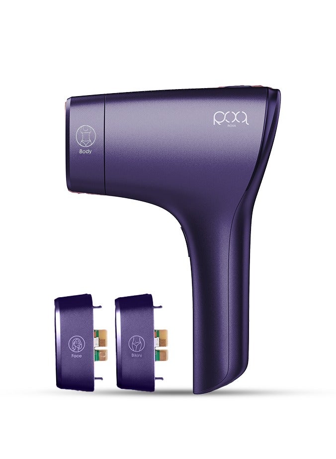 ROXA IPL Laser Hair Removal Device (Purple Color) Smart Technology with 1 Million Flashes, Face & Bikini Lenses, Ice Cooling, Long-Lasting Results - Image 1