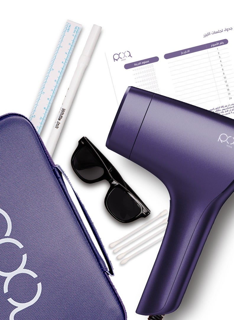 ROXA IPL Laser Hair Removal Device (Purple Color) Smart Technology with 1 Million Flashes, Face & Bikini Lenses, Ice Cooling, Long-Lasting Results - Image 2