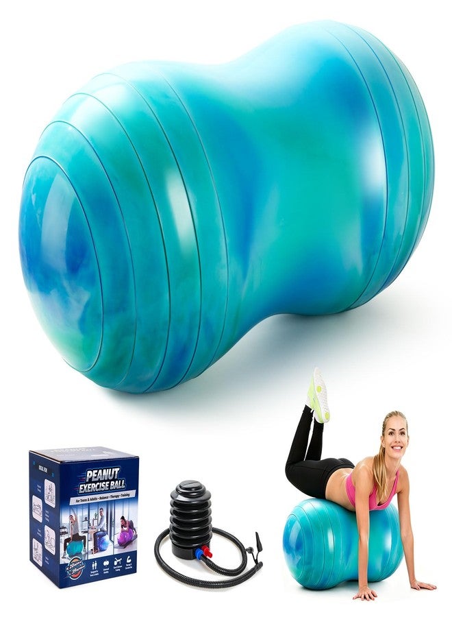 ZOOJOY Peanut Ball, 20X39 Inch Anti-Burst Exercise Ball with Pump - Non-Slip Yoga Ball for Pregnancy Stretching, Adult Exercise, Core Strength, Physical Therapy, Workout Chair Alternative - Image 1