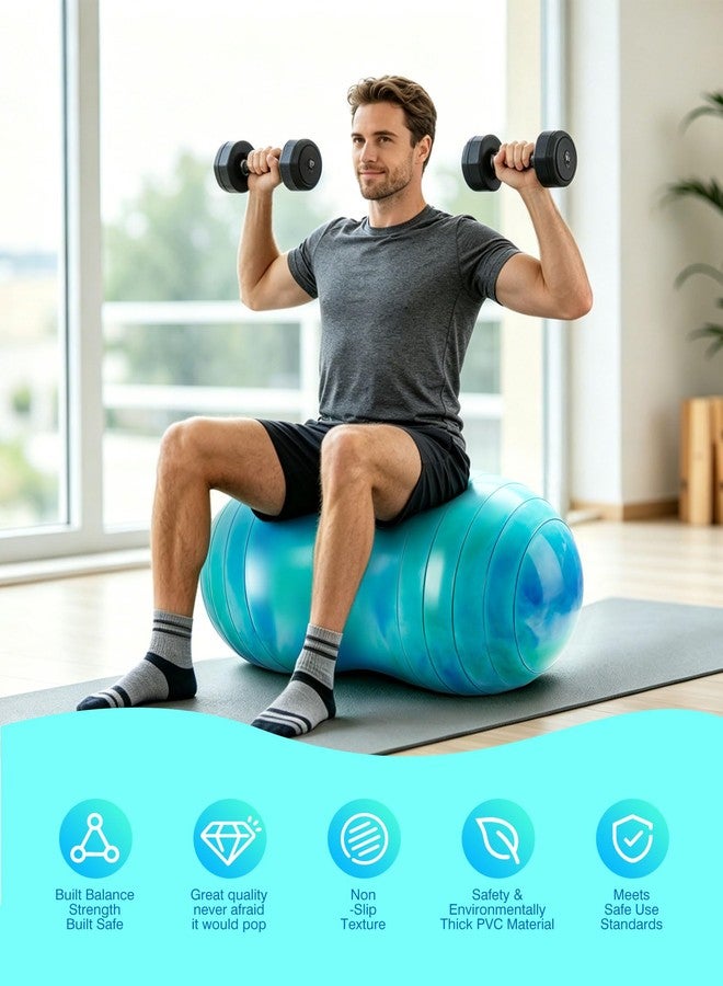 ZOOJOY Peanut Ball, 20X39 Inch Anti-Burst Exercise Ball with Pump - Non-Slip Yoga Ball for Pregnancy Stretching, Adult Exercise, Core Strength, Physical Therapy, Workout Chair Alternative - Image 4