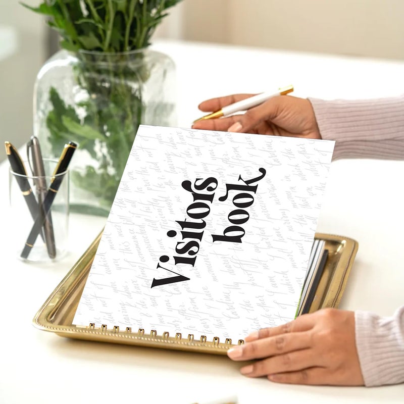 CHAARPAI Visitor Book – 8 x 12 Inches | Handwritten Pattern Wire Bound Guest Register for Hotels, Offices, Exhibitions & Business Use | Medium Size Visitor Log Book for Reception & Front Desk - Image 2