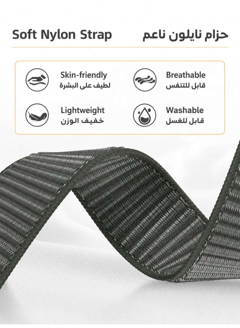 2pcs Pack Nylon Sport Loop Straps Compatible with Apple Watch,  for 38mm/40mm/41mm/42mm(S10,S11), Soft Breathable Adjustable band for iWatch Series 11 10 9 8 7 6 5 4 3 SE, Black/Grey - Image 2
