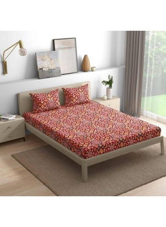 Wakefit Wakefit Bedsheet Queen Size Bed Cotton, Fitted Bedsheets Queen Size Cotton, Elastic Bedsheets for Queen Size Bed, Cotton with 2 Pillow Covers (Elastic Fitted Sheet 78x60 : Hibiscus)  - Image 2