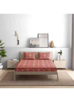 Wakefit Wakefit Bedsheet Queen Size Bed Cotton, Fitted Bedsheets Queen Size Cotton, Elastic Bedsheets for Queen Size Bed, Cotton with 2 Pillow Covers (Elastic Fitted Sheet 78x60 : Hibiscus)  - Image 4