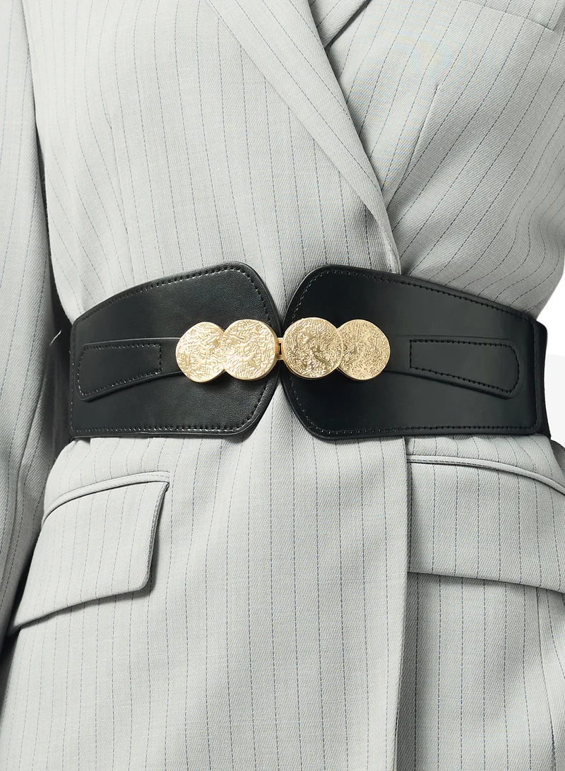 ELLA Black Gold Accent Classic Waist Belt for Women | Best Price UAE