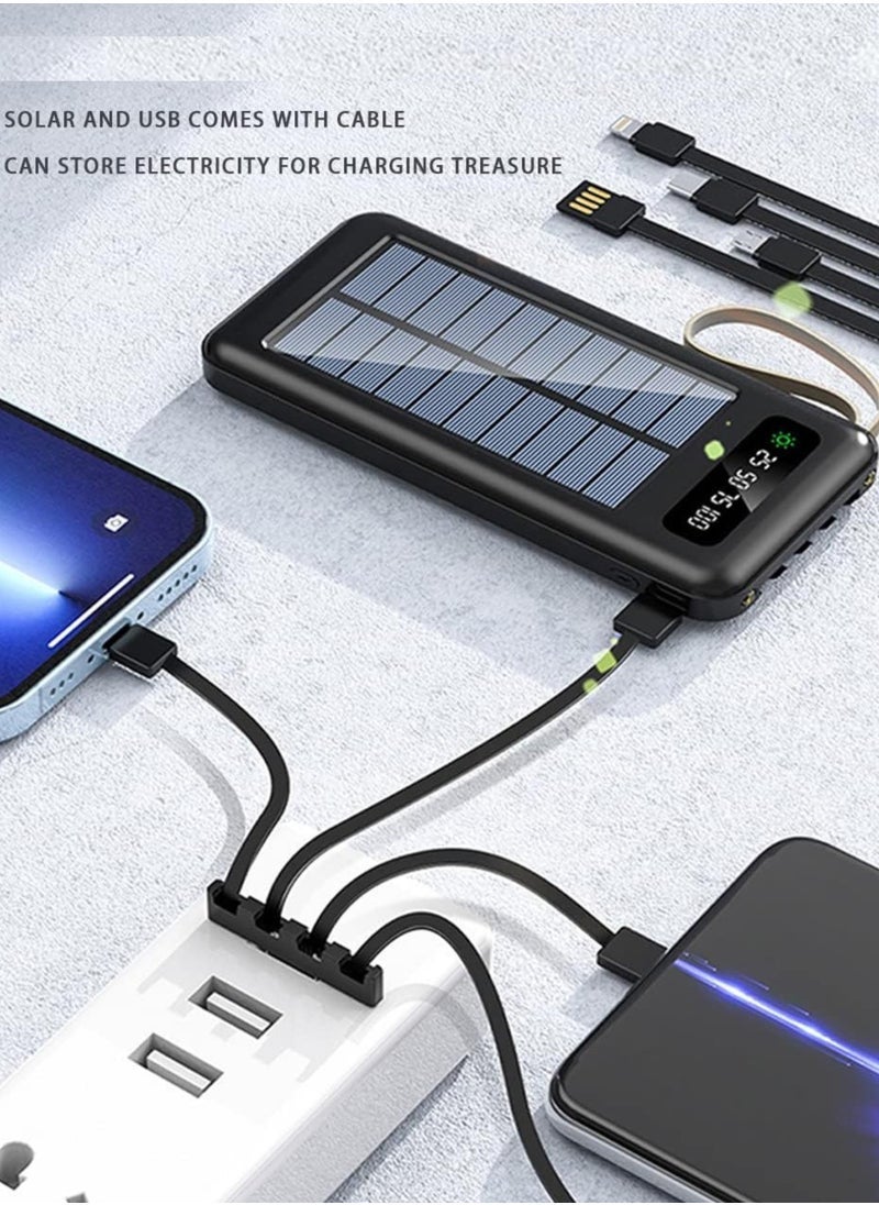 JAJEEK Ultra-Thin 10,000mAh Solar Power Bank | Built-in Charging Cable, Portable Stand & Universal Fast Charging | Large Capacity Compact Mobile Power Supply (Black) - Image 5